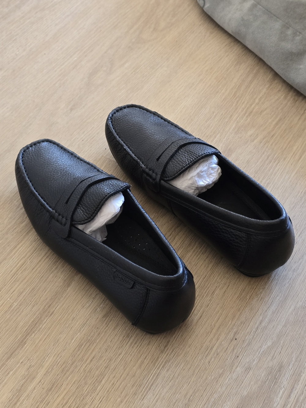 NEW PabDer Donna Black Leather Penny Loafers, Women's EU Size 40 View 4